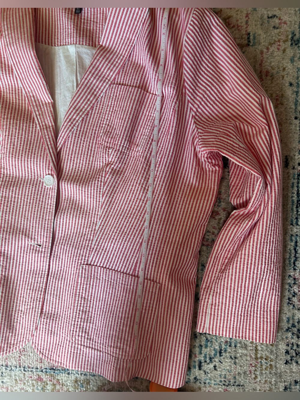 Talbots Pink and White Striped Cotton Blazer - Picture 7 of 10